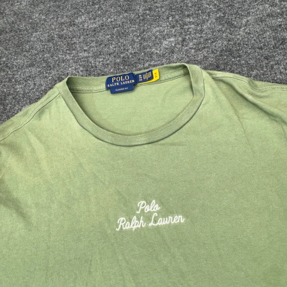 Polo Ralph Lauren Shirt Mens XL Green Script Logo Short Sleeve Pony Preppy